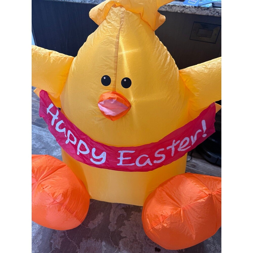 Vintage Gemmy 3 Feet Lighted Happy Easter Chick Airblown Inflatable Blowup Decor
